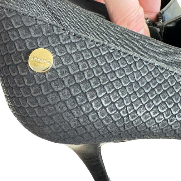 Calvin Klein Jeanine Black Leather Stiletto Ankle Booties High Heels Size 7.5 - Picture 4 of 8